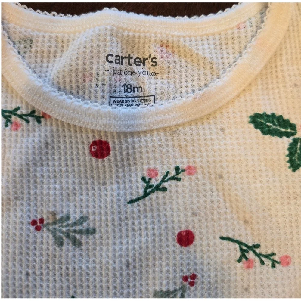Carters Child of Mine 18M Christmas Pajamas Thermal Waffle Knit 3 Sets 6pc Lot
